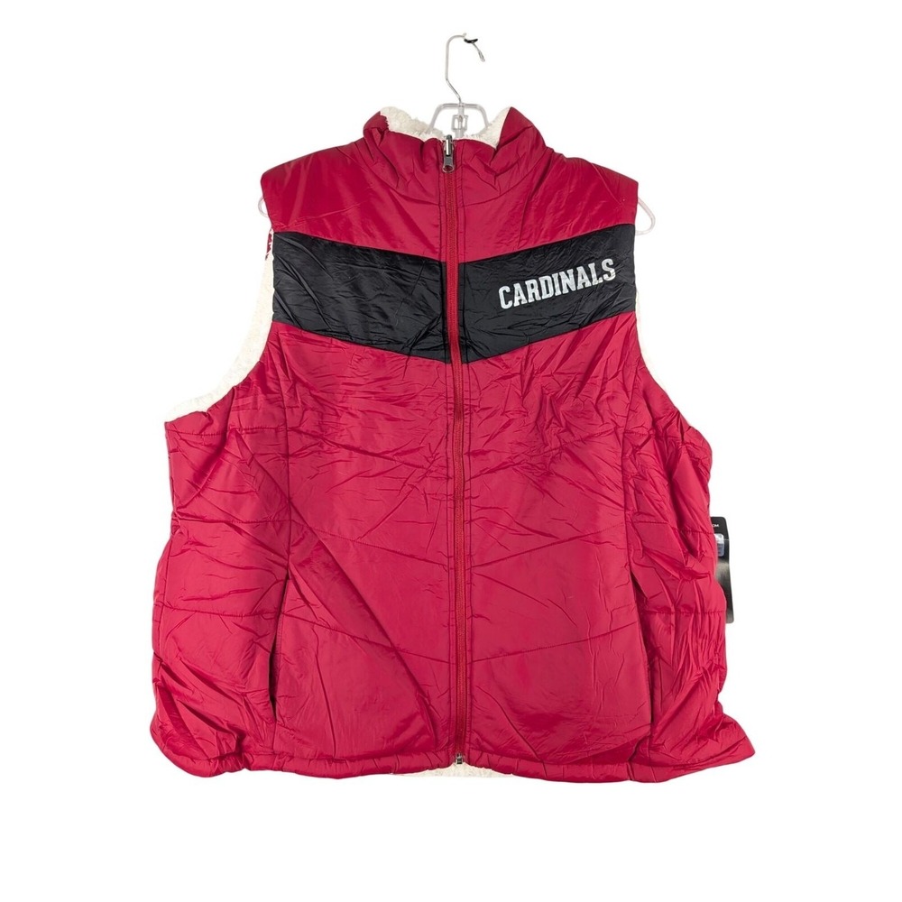 NFL Team Apparel Vest Women XL Red Reversible Arizona Cardinals Sherpa Quilted